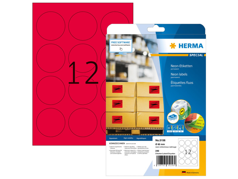 HERMA Etiquette universelle SPECIAL, rond, 60 mm, rouge