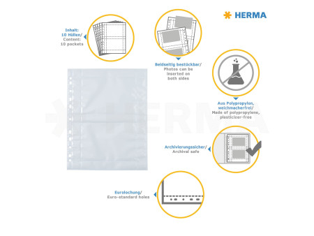 HERMA pochettes pour photos Fotophan format A4, pour photos