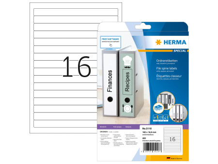 HERMA Etiquette dos de classeur SPECIAL 192 x 16,9 mm blanc
