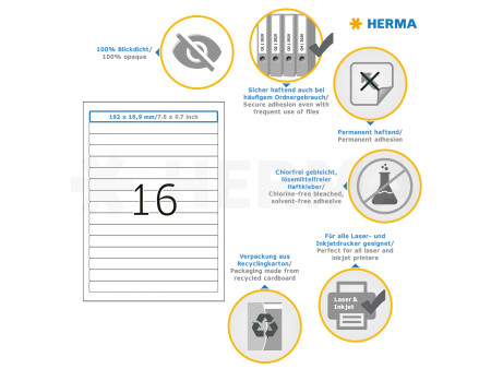HERMA Etiquette dos de classeur SPECIAL 192 x 16,9 mm blanc