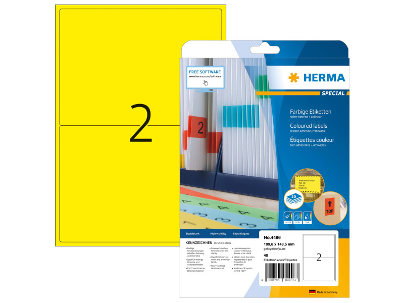 HERMA Etiquette universelle SPECIAL, 199,6 x 143,5 mm, jaune
