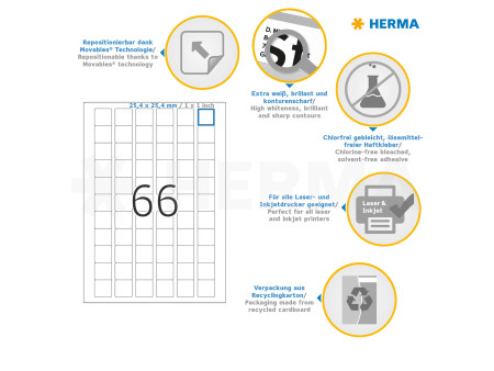 HERMA Etiquette universelle SPECIAL, 25,4 x 25,4 mm, blanc