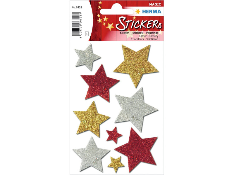 HERMA Autocollants de Noel MAGIC 'étoiles multicolore',