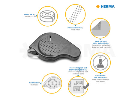 HERMA Rouleau adhésif Tranfer, anthracite, permanent, 15 m,