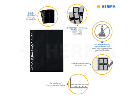 HERMA Pochettes photos Fotophan A4, pour photos 9 x 13 cm,