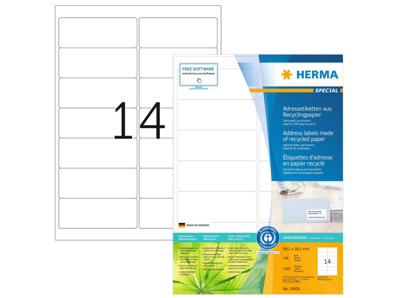 HERMA Etiquette universelle Recycling, 99,1 x 38,1 mm