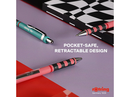 Rotring Stylo à bille rétractable Tikky, rose