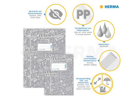 HERMA Protège-cahier 'Schoolydoo', A5, en PP, bleu
