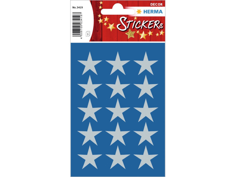 HERMA Autocollants de Noel DECOR 'étoiles', 22 mm, argent