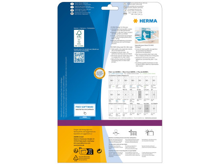 HERMA Jaquette DVD, pour étuis DVD, 183,0 x 273,0 mm, blanc