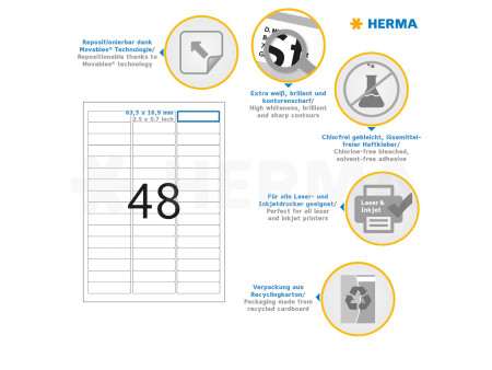 HERMA Etiquette universelle SPECIAL, 63,5 x 16,9 mm, blanc