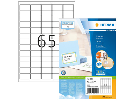 HERMA Etiquette d'adresse, 38,1 x 21,2, blanc