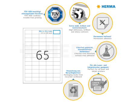 HERMA Etiquette d'adresse, 38,1 x 21,2, blanc