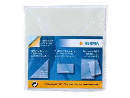 HERMA Pochettes adhésives triangulaires, 75 x 75 mm, en PP,
