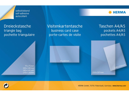 HERMA Pochettes adhésives triangulaires, 100 x 100 mm,en PP,