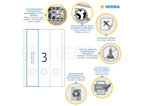 HERMA Etiquette dos de classeur SPECIAL, 297 x 61 mm, blanc