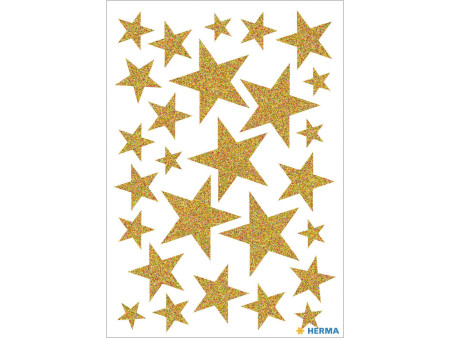HERMA Autocollants de Noel MAGIC 'étoiles or', pailletté