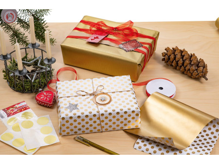 HERMA Etiquette pour cadeau de Noël 3D, rond, rouge/argent