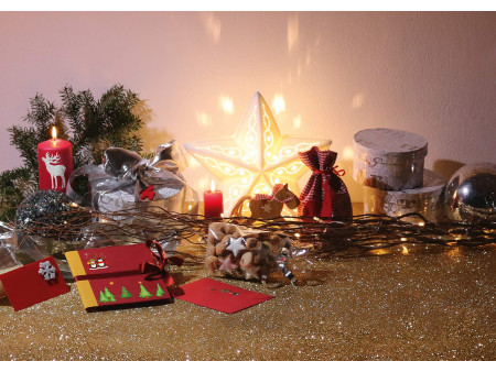 HERMA Etiquette pour cadeau de Noël 3D, rond, rouge/argent
