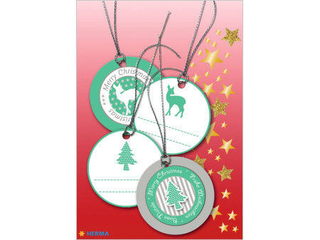 HERMA Etiquette pour cadeau de Noël 3D, rond, vert/argent