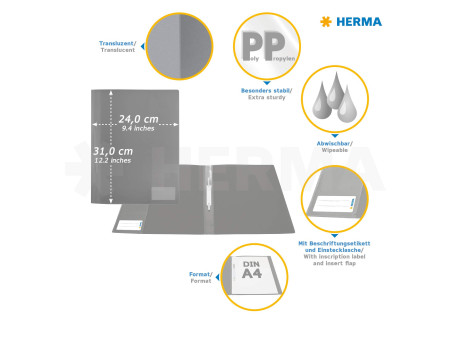HERMA Chemise à lamelle, PP, A4, vert clair translucide