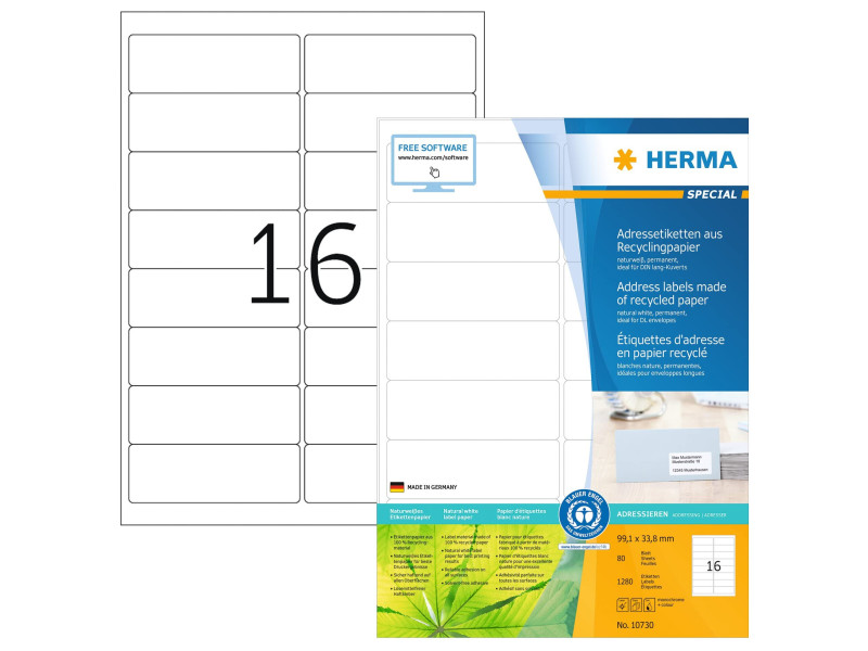 HERMA Étiquette universelle recyclée, 99,1 x 33,8 mm