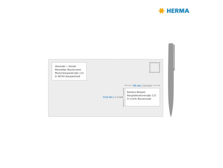HERMA Étiquette pour jet d'encre, 66 x 33,8 mm, blanc