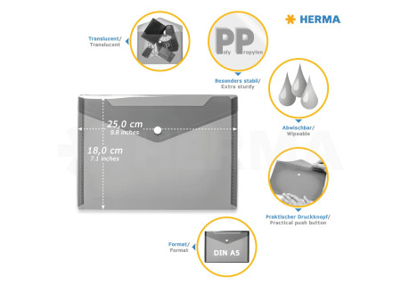 HERMA Pochette à documents, PP, A5, assorti