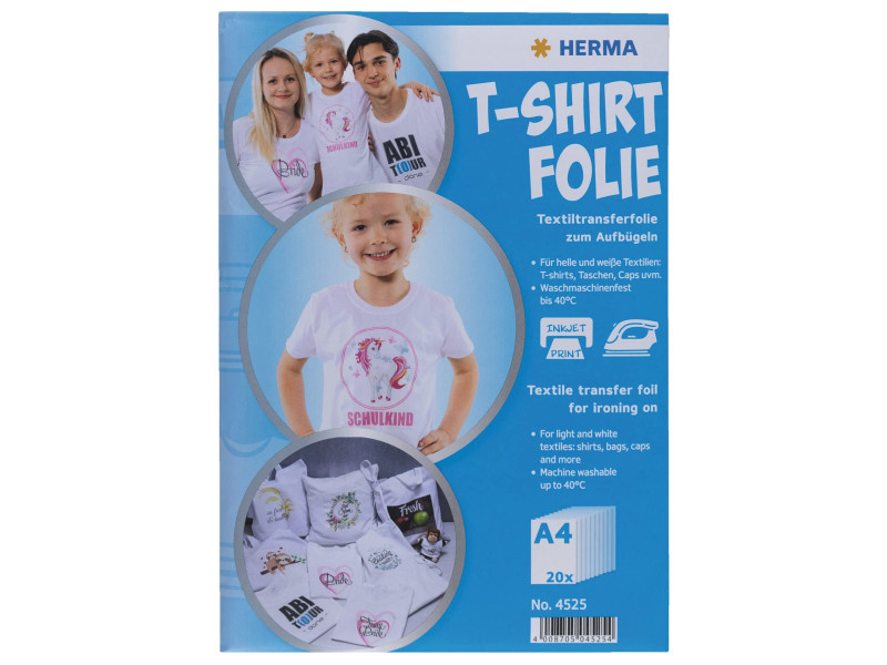 HERMA Feuille de transfert pour T-shirt, A4, textiles clairs