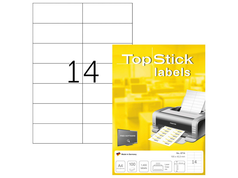 TOP STICK Etiquette universelle, 105 x 42,3 mm, blanc