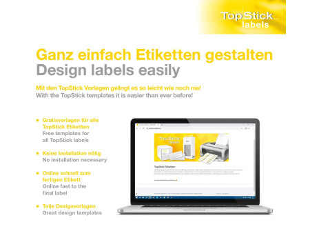 TOP STICK Etiquette universelle, 52,5 x 21,2 mm, blanc