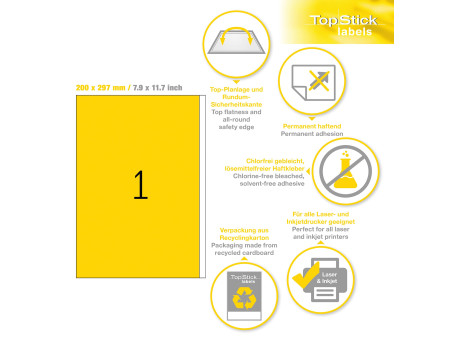 TOP STICK Etiquette universelle, 200 x 297 mm, blanc