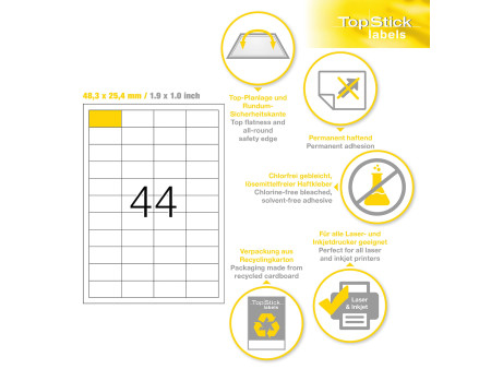 TOP STICK Etiquette universelle, 48,3 x 25,4 mm, blanc