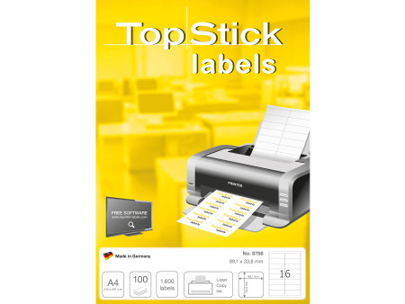 TOP STICK Etiquette universelle, 99,1 x 33,9 mm, blanc