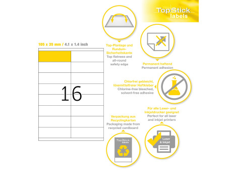 TOP STICK Etiquette universelle, 105 x 35 mm, blanc