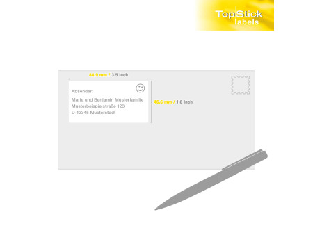 TOP STICK Etiquette universelle, 88,9 x 46,6 mm, blanc