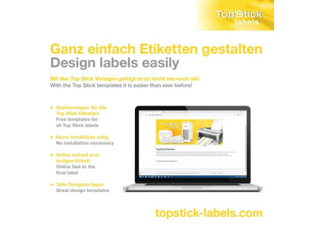 TOP STICK Etiquette CD Maxi, diamètre: 117 mm, blanc