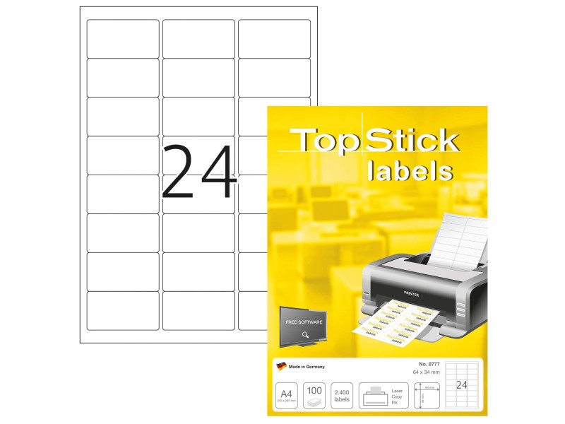TOP STICK Etiquette universelle, 64 x 34 mm, blanc