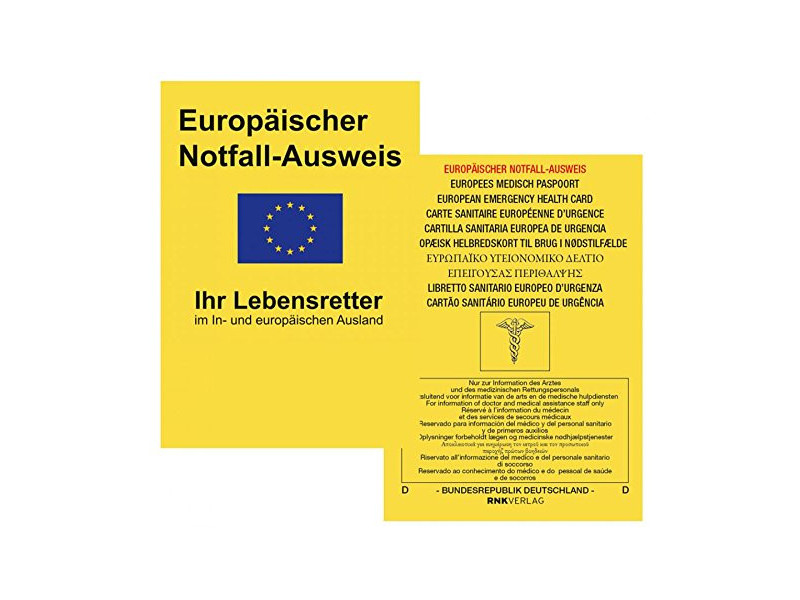 RNK Carte sanitaire européenne d'urgence, 105 x 75 mm, dans