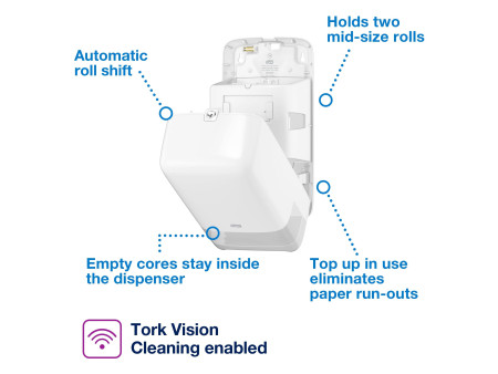 TORK Distributeur de papier toilette double ELEVATION, blanc