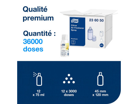 TORK Spray désodorisant 'Parfum agrumes', 75 ml