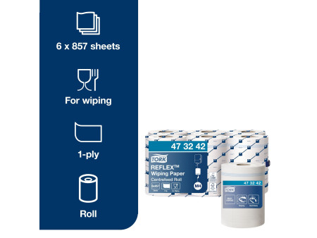 TORK Reflex Rouleau nettoyant multi-usage, 300 m, blanc