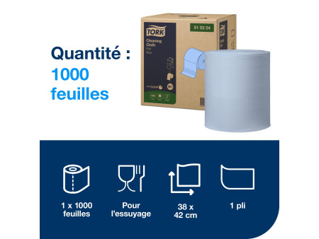 TORK Rouleau nettoyant multi-usage, 1 couche, 380 m, bleu