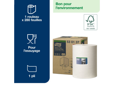 TORK Rouleau nettoyant multi-usage, 1 couche, 106,4 m, blanc