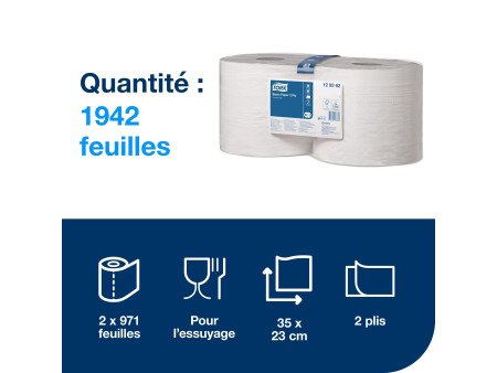 TORK Rouleau nettoyant multi-usage, 2 couches, 340 m, blanc