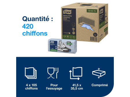 TORK Chiffon de nettoyage tout usage, 415 x 355 mm, bleu