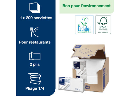 TORK Serviette Lunch, 328 x 325 mm, 2 couches, blanc