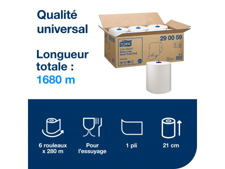 TORK Matic Rouleau d'essuie-mains, 1 couche, 280 m, blanc