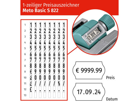 METO Étiqueteuse de prix Basic S 822, 1 ligne, 8 positions