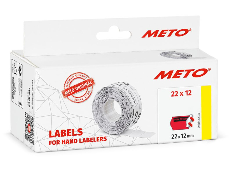 METO Étiquette pré-imprimée pour étiqueteuse, 22 x 12 mm